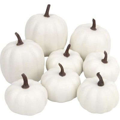 Artificial White Pumpkins Set, DIY Home Decor, Harvest Holiday Centerpiece