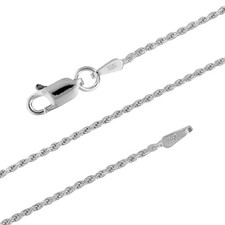 925 Sterling Silver 1.1mm Diamond-Cut Rope Chain Necklace – Nickel-Free – Mad...