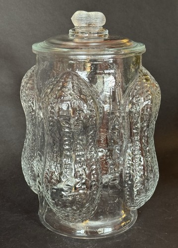 Vintage Planters Raised Peanuts Four Corners Glass Store Jar Large 14”