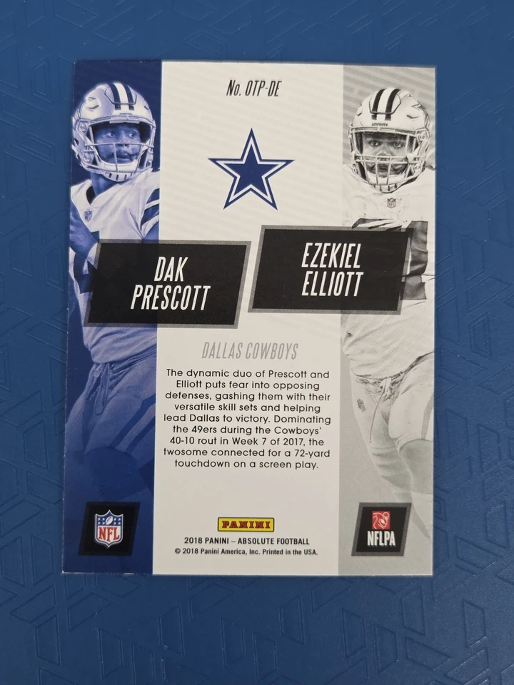 2018 Absolute 1-2 Punch #OTP-DE Dak Prescott / Ezekiel Elliott FOOTBALL Card 9G - Image 2 of 2