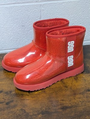 UGG Classic Clear MINI Waterproof Boots Women's 8 Samba Lava Red Shoes 1113190