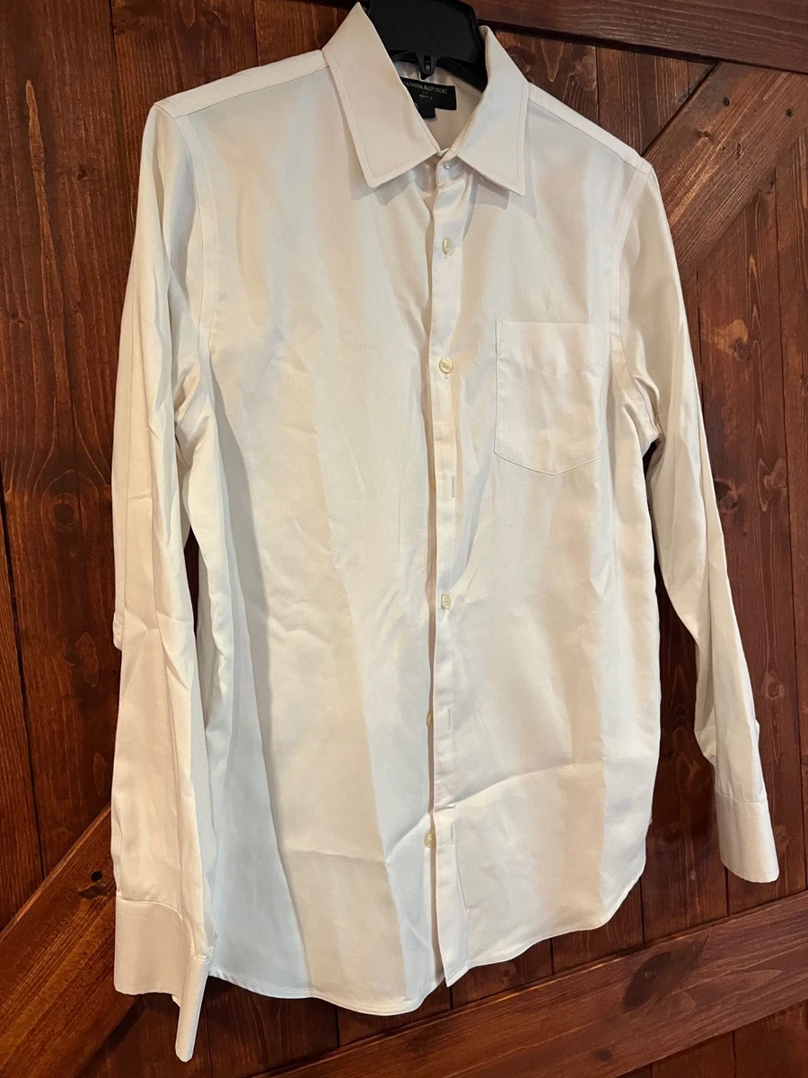 banana republic white dress shirt New Womens Tailored Fit Non-Iron Button Down Sz 8 4979-4 with a wider lapel and longer cuffs for a fresh Banana Republic Dress Shirt Mens