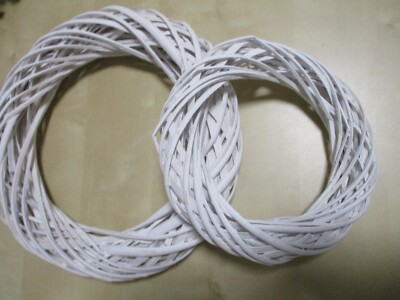 2 x Rattan Kranz Ø 35 + 25 cm,  Kranz, Rohling Landhaus,  weiß, Tischkranz, Türk