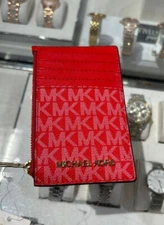 MICHAEL KORS JET SET TRAVEL TOP ZIP CREDIT CARD CASE ID HOLDER WALLET COIN POUCH