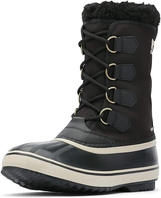 SOREL Men's 1964 Pac Faux Shearling Trim Waterproof Black Snow Boots Size 7.5 M
