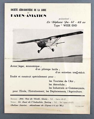 PAYEN PA-47 VINTAGE HERSTELLER VERKAUFSPROSPEKT PAYEN-LUFTFAHRT PA-47-65 FRANKREICH