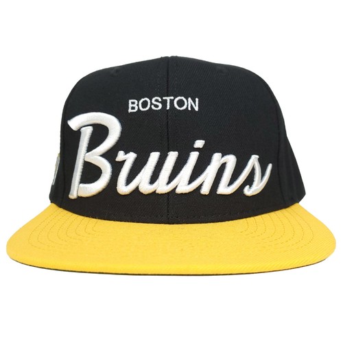 Boston Bruins Mitchell & Ness NHL Snapback Hat Cap 3D Logo Script Art ...