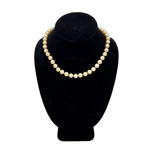 Collar Corona Trifari Imitación Perla Mujer 9mm Cuentas Tono Dorado Filigrana Cierre 16 pulgadas - Imagen 2 de 15