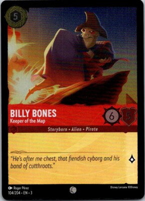 Disney Lorcana Cold Foil Billy Bones Keeper of the Map  Into the Inklands