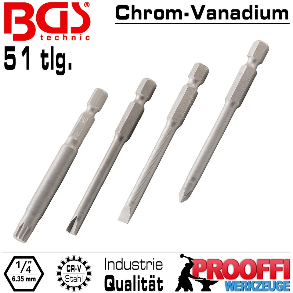 Profi Bitssatz Schraubendreher Sicherheits Bits Lang 51-tlg + Bithalter BGS 757 - Bild 3 von 4