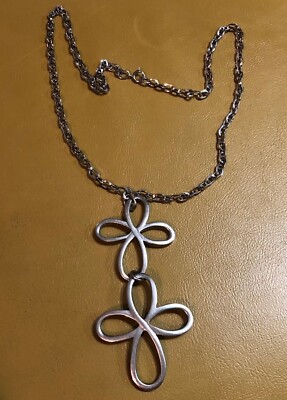 Vintage Reed and Barton Tier Infinity Flower Pewter Pendant