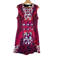 Peter Pilotto Red Dress, Size AU 12 US 8, Fit Flare Sleeveless Abstract Print