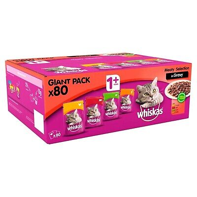 Buy 80 X 100g Whiskas 1+ Adult Wet Cat Food Pouches Mixed Meaty In Gravy