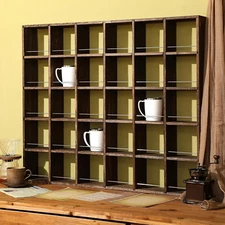 Oversize Coffee Mug Display Rack Wooden Shelves Rustic Shot Glass Display Case T