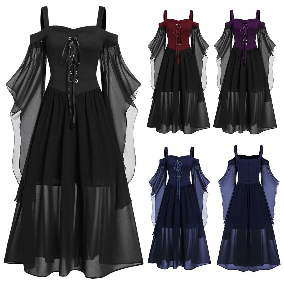 Amazon.com: Medieval Vintage Gothic Dress for Women Plus Size Square Neck  Long Sleeve Ruffled Princess Dresses S-5XL Black : Clothing, Shoes & Jewelry