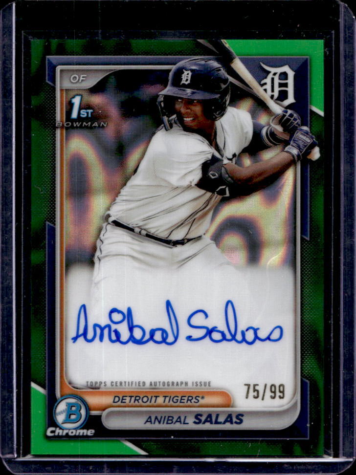 2024 Bowman Chrome Anibal Salas Prospect Auto Green Lava Refractor 1st #75/99