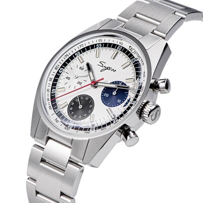 Seagull Sugess ST1902 Panda 38mm White Chronograph Domed Sapphire 2 Straps 1963
