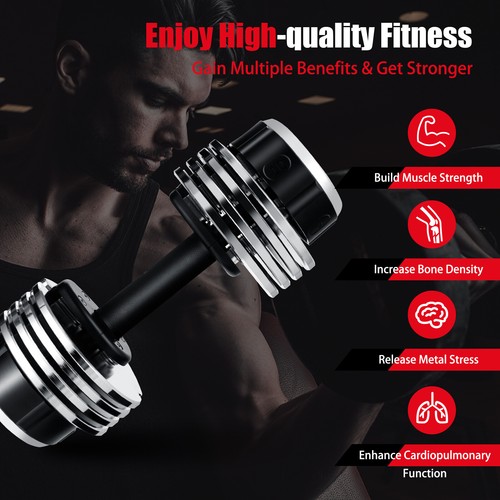 5-in-1 25Lbs Weight Adjustable Dumbbell W/Anti-Slip Fast Adjust Turning Handle - 第 5/11 張圖片