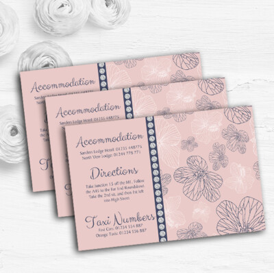 Personalisierte Informationskarten Dusty Coral rosa und blau Blumen Hochzeitsgast