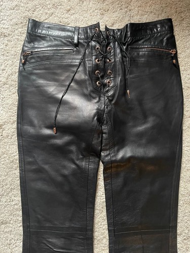 Roberto Cavalli Lederhose Schwarz mit Frontschnürung Gr.S - Bild 2 von 10