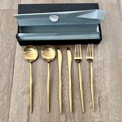 JazzUp JazzUpCo French Flatware 6 PCs Gold - Forks Knifes Spoons Retired