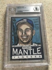 Mickey Mantle Original Art Sketch Card New York Yankees Beckett BAS True 1/1
