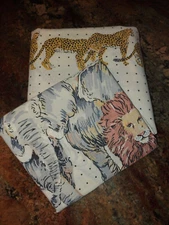2pc Lady Pepperell TWIN Muslin Flat Sheet Safari Lion Leopard Elephant