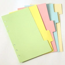 5Pcs A5/A6/A7 Size Index Multi-Coloured Tabs Divider Insert Refill Organiser New