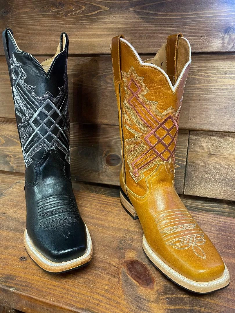 Checkered square cheap toe boots