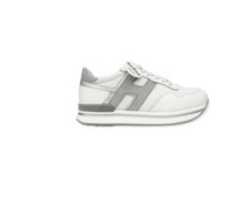 HOGAN SNEAKERS Taglia 33 Colore Bianco e Argento in Pelle e Tessuto NUOVISSIME