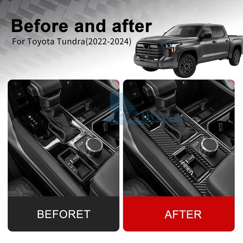 For Toyota Tundra 2022-2024 Carbon Fiber Gear Shift Console Cover Sticker BLACK - Picture 3 of 8