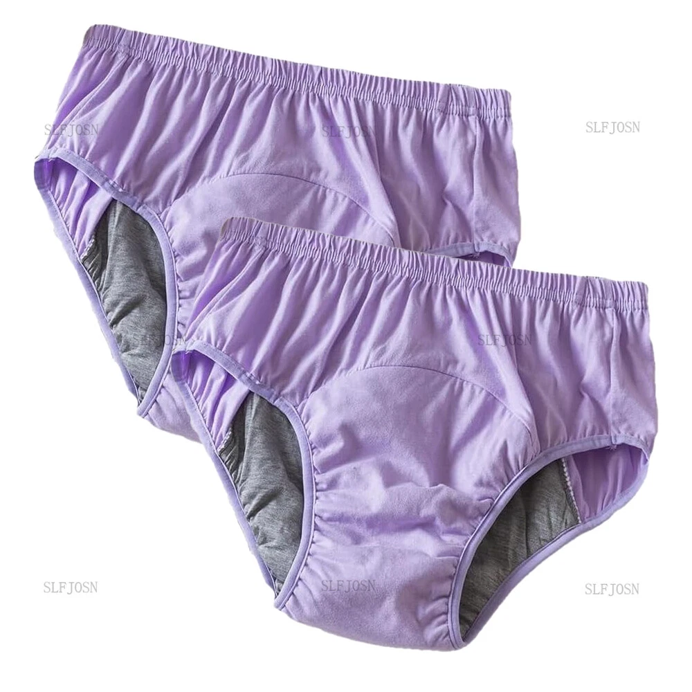 2 Pack Women Incontinence Underwear Diaper Pants Reusable Leak-proof Washable