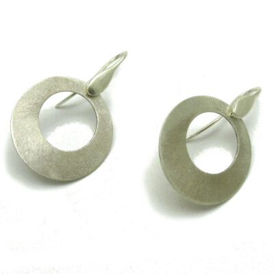 Sterling Silver Earrings Matt Finished Circles New Solid 92 Handmade Empress
