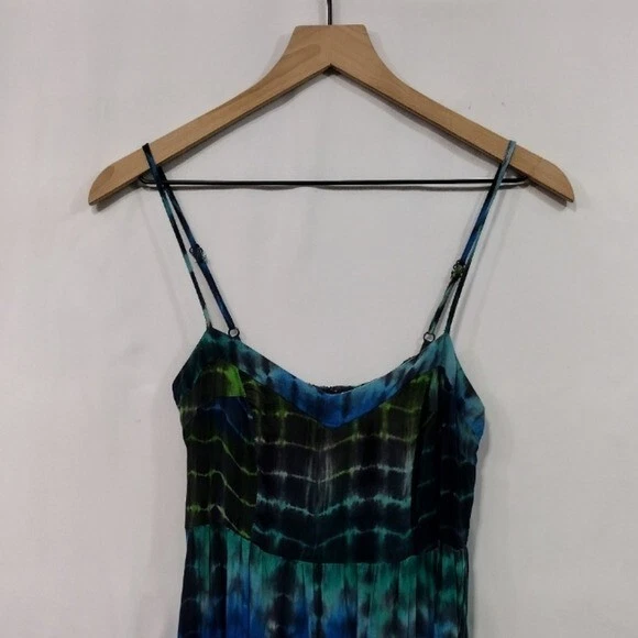 Vestido Poesía Artístico Dobladillo Alto Bajo Para Mujer S Verde Azul Boho Costero Tropical Playa Foto 2 de 4
