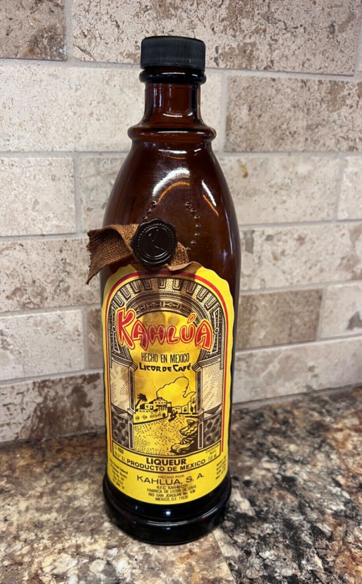 Vintage EMPTY Kahlua bottle 750 ml 53 Proof Brown Glass Purchased