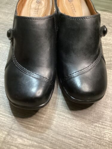 Earth Spirit Classics 8 Emily Black Leather Mule Clog Slip On Heels Sz 6 - Picture 2 of 9