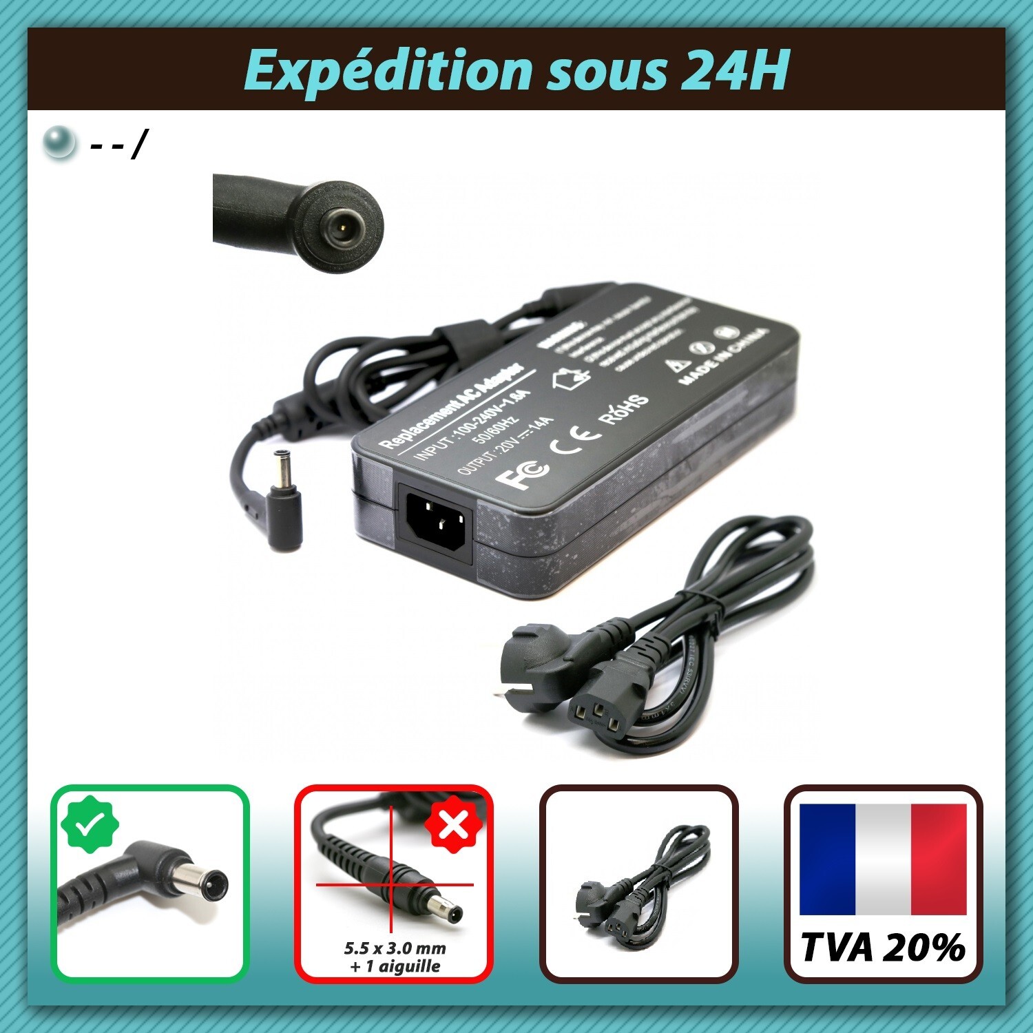 Chargeur Asus ROG G703GXR-EV019T pour remplacer une alimentation perdue