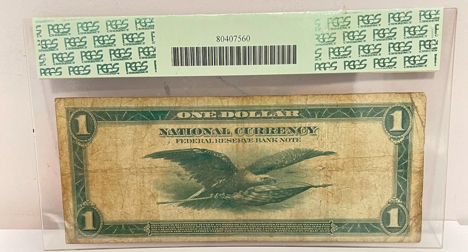 1918 $1 One Dollar Philadelphia Federal Reserve Note Green Eagle PMG 10 Fr#715  - Image 2 of 2