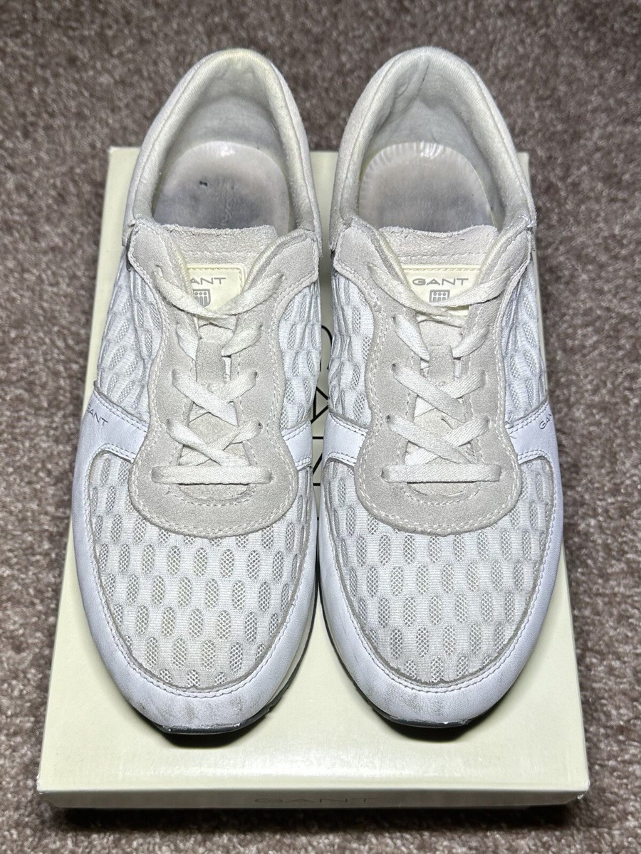 GANT Men's Shoes LINDA (14531662) White Leather Mesh Lace-Up Low