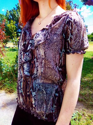 Blouse crèpe chemise haut Promod serpent T M L XL 38 40 42 mesures