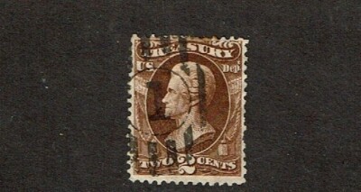 1873 U.S. CLASSIC Official TREASURY 2c Brown JACKSON Sc#O73 Used See ...