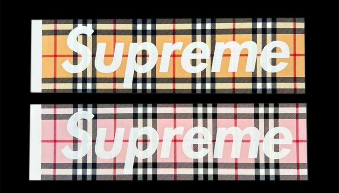 SUPREME SS22 BURBERRY BOX LOGO STICKER SET OF 2 BEIGE PINK TWO Full Set MINT