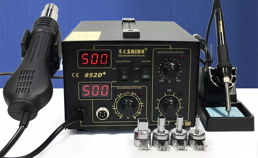 2 in 1 852D Soldering Rework Stations SMD Hot Air Iron Gun