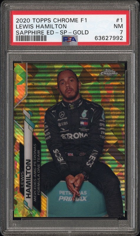 2020 Topps Chrome F1 Sapphire LEWIS HAMILTON GOLD IV SP /50 PSA 7!