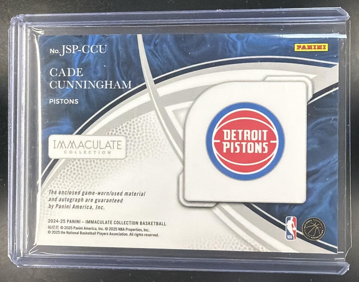 Cade Cunningham 2024-25 Panini Immaculate Jumbo Sponsor Patch Auto 1/1 KG view 2