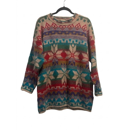 Needles, Vintage Needles & Yarn Fair Isle Geometric Knit Sweater USA Made Multicolor Med