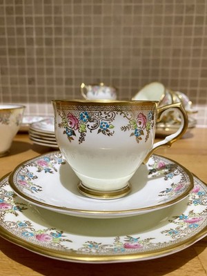 Seltenes/Vintage Salisbury Bone China erhabenes Gold Teeservice