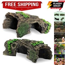 2PCS Small Aquarium Trunk Decoration Hollow Tree Trunk Hideout Log Hideaway F...