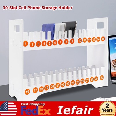 30-Grid Wooden Cell Phone Holder Desktop Organizer Storage Box for Classroom Off