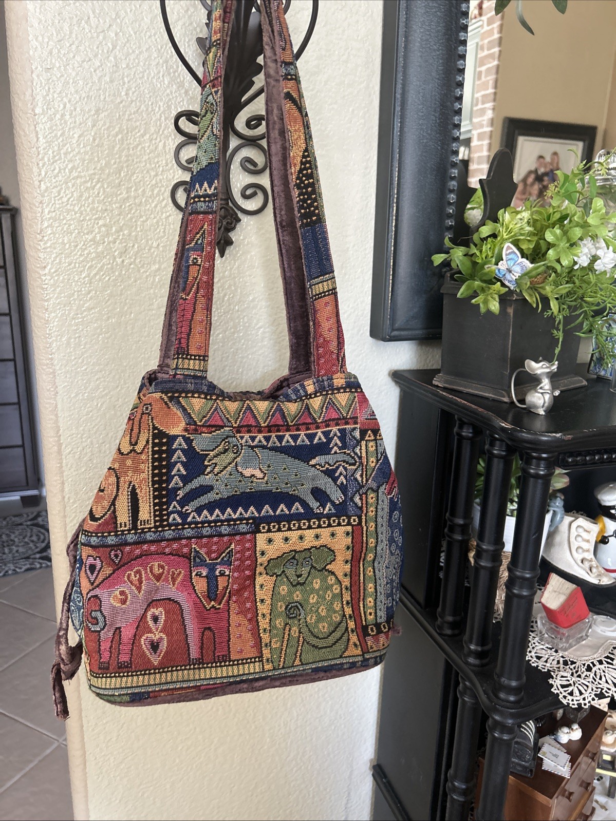 Cute Laurel Burch Dog/Cat Patchwork Medium Tote H… - image 5